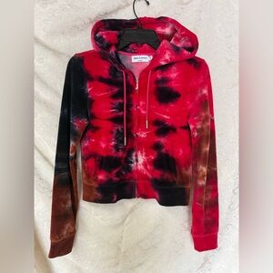 Juicy Couture Velour Tye Dye Hoodie in pink, dark navy, chestnut.